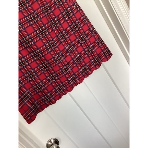 Talbots size 12 tartan scalloped plaid skirt holiday Christmas red wool blend - Picture 3 of 10